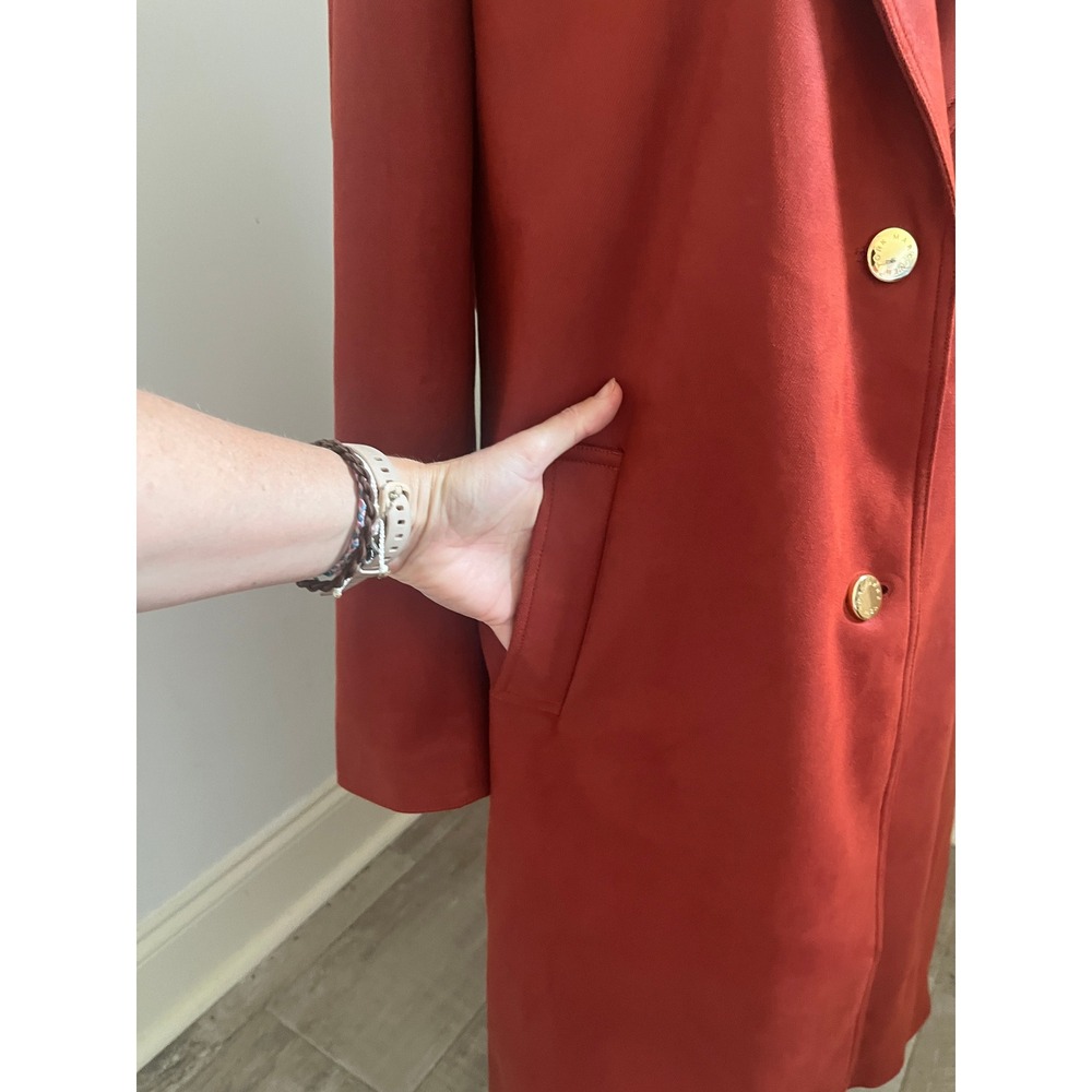 Andrew Marc New York Jacket Faux Suede Burnt Orange Rust Midi Coat Women Size XL - Picture 4 of 7